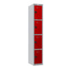 Phoenix PL Series PL1430GRC 1-Spaltiger 4-türiger Personalschrank grauer Körper/rote Türen mit Zahlenschlössern
